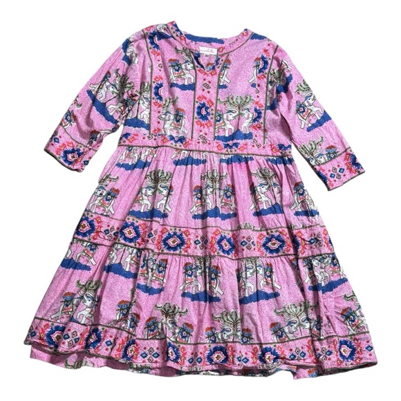 Mary Marshmallow Cotton Tiered Elephant Print Dress size M - Picture 2 of 12